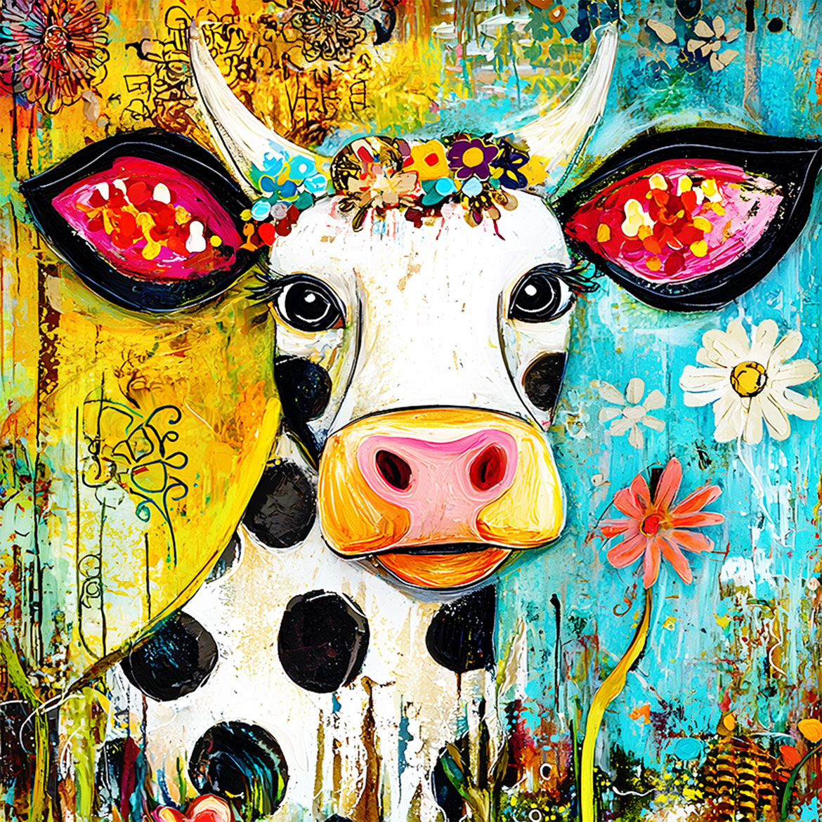 Flower Cow - Photo Square Insert