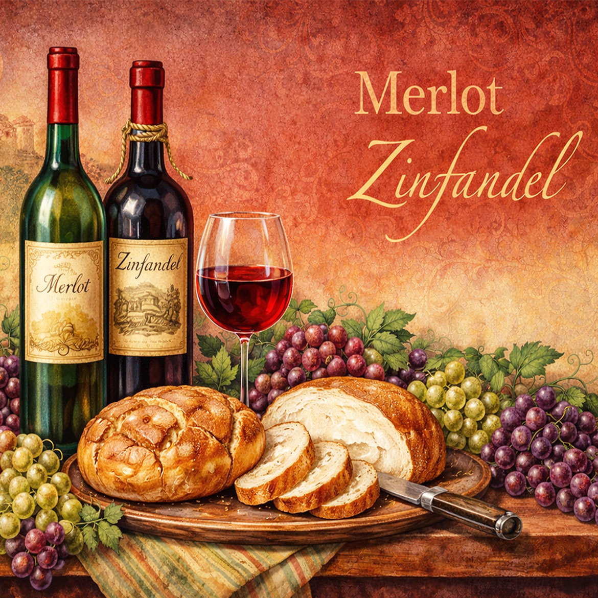 Merlot and Zinfandel - Photo Square Insert