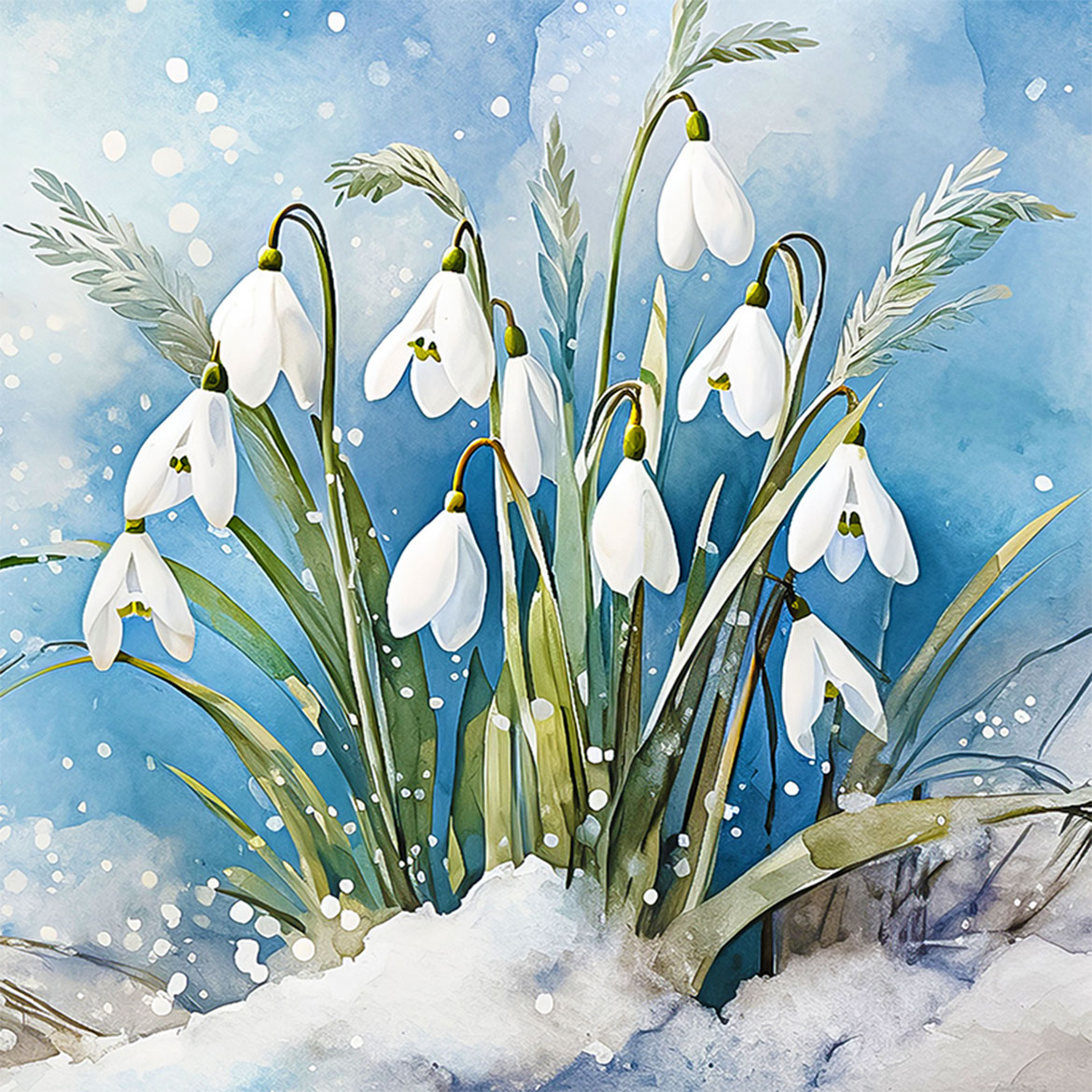 Snow Petals - Photo Square Insert
