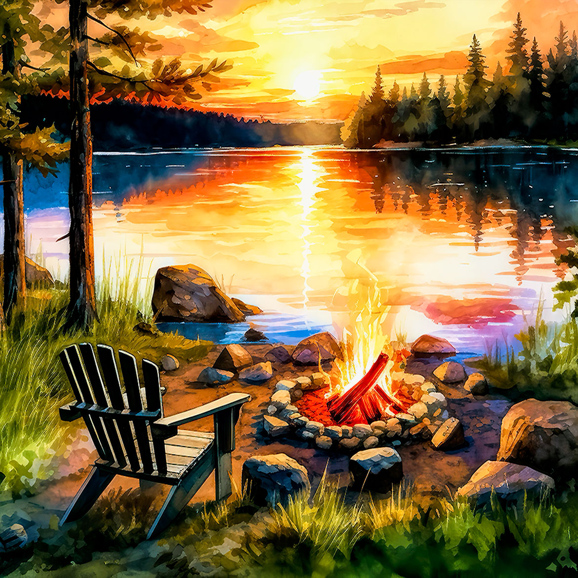 Sunset Campfire - Photo Square Insert